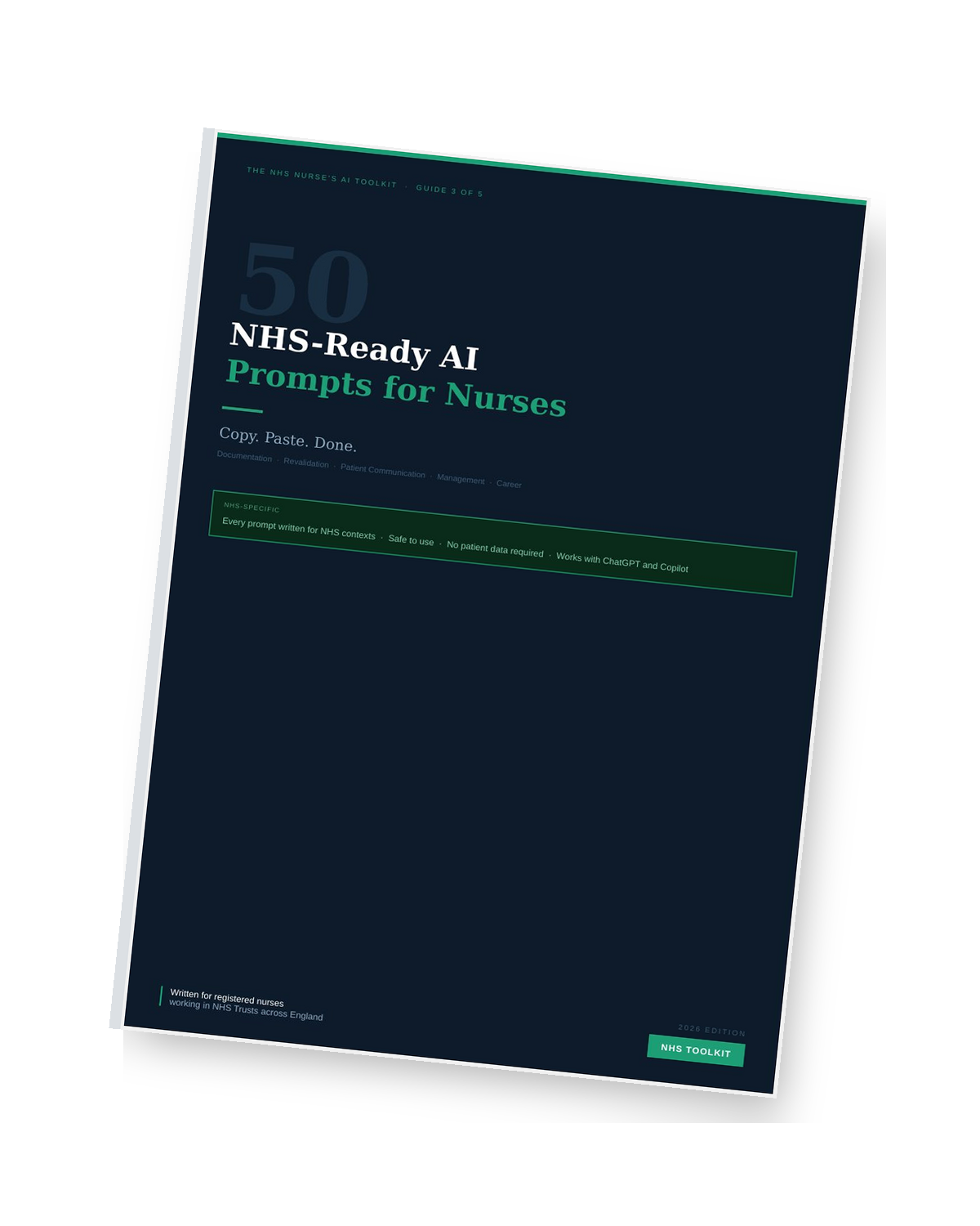 50 NHS-Ready AI Prompts for Nurses PDF mockup